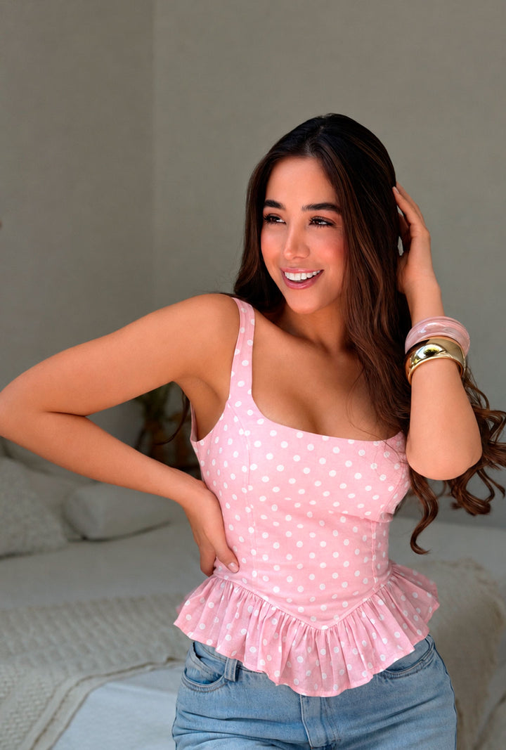 Blusa polka Dot Rosa