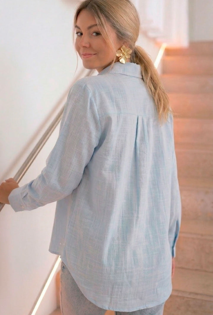 Camisa Heart Azul Corazón blanco