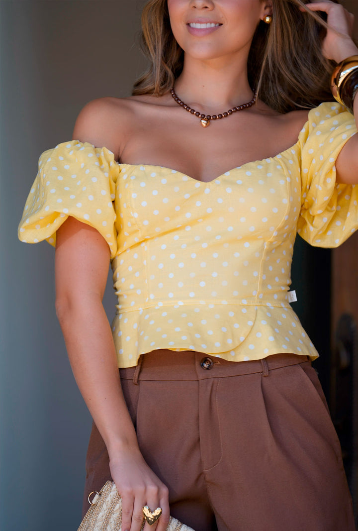 Blusa Polka Dot Amarilla