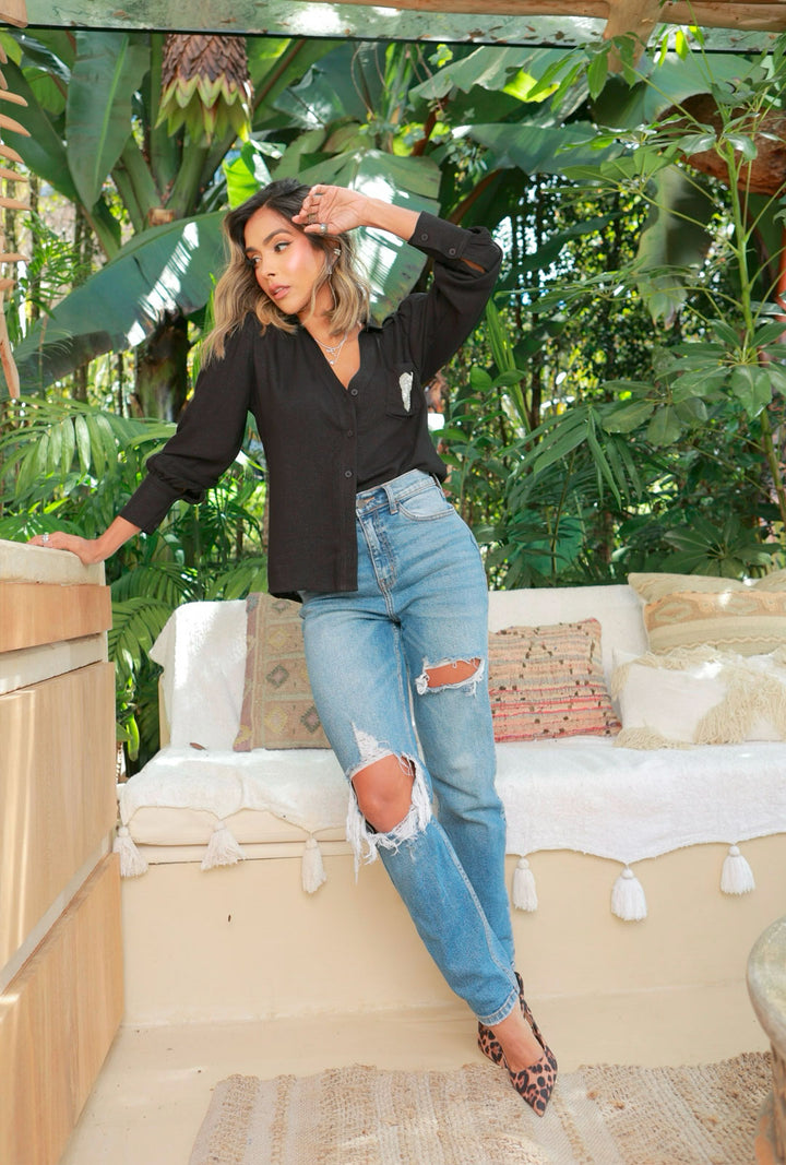 Camisa Tessa Shine Negra
