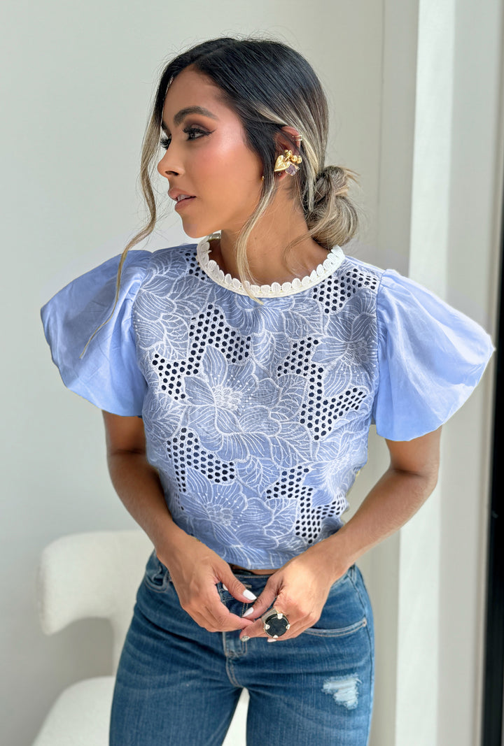 Blusa Fiore - Baby Blue