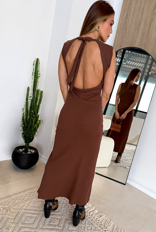 Vestido Karol - Mocha Mousse